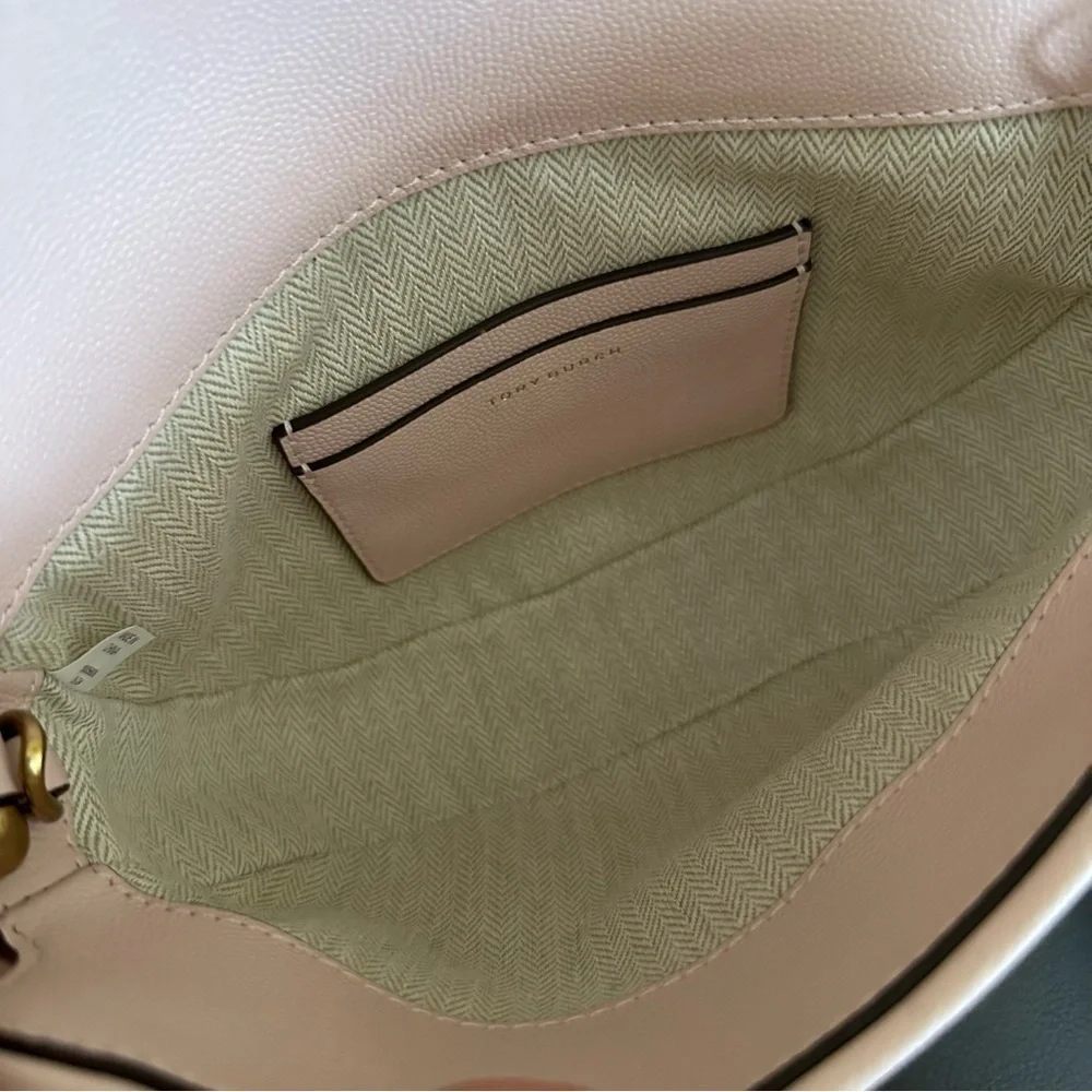 New Tory Burch MINI FLEMING SOFT POLISHED-GRAIN CRESCENT BAG